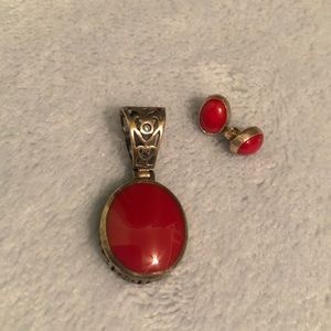 💍2 for $10💍 Red Stone Charm and Earrings